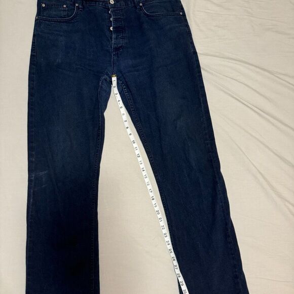 Gustin Men’s Raw Selvedge Denim Jeans - Dark Wash, Button Fly, Size 40x32 - Picture 5 of 11